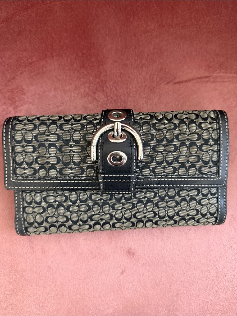 Coach Black & Gray Signature Print Wallet